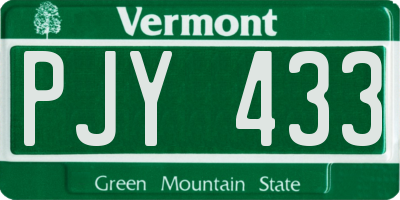 VT license plate PJY433