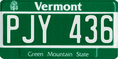 VT license plate PJY436