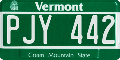 VT license plate PJY442