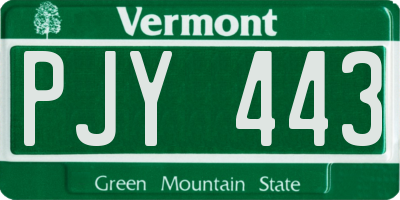 VT license plate PJY443