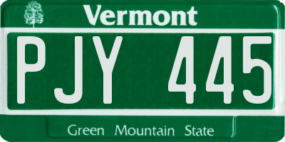 VT license plate PJY445