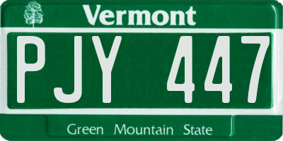 VT license plate PJY447