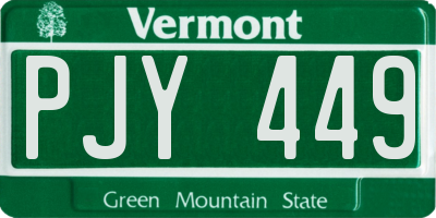 VT license plate PJY449