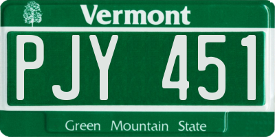 VT license plate PJY451