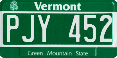 VT license plate PJY452