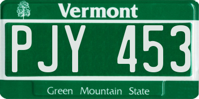 VT license plate PJY453