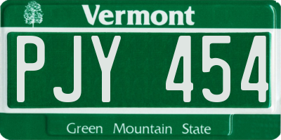 VT license plate PJY454