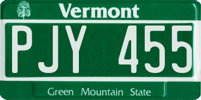 VT license plate PJY455