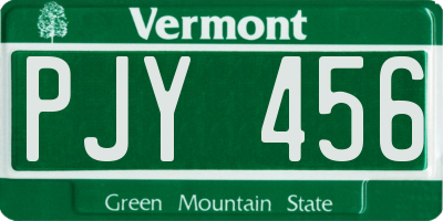 VT license plate PJY456