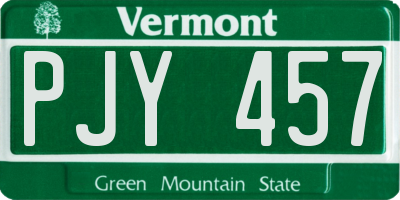 VT license plate PJY457