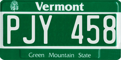 VT license plate PJY458