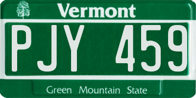 VT license plate PJY459
