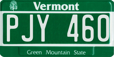 VT license plate PJY460