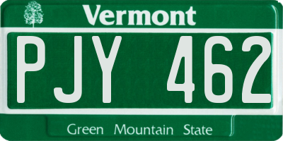 VT license plate PJY462