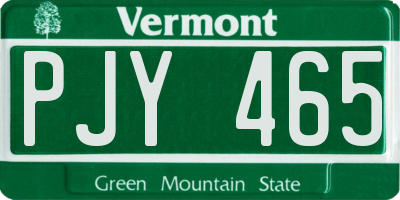VT license plate PJY465