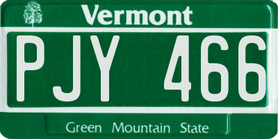 VT license plate PJY466