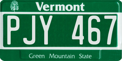 VT license plate PJY467