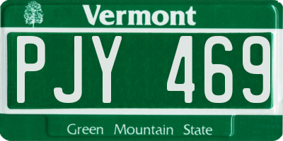 VT license plate PJY469