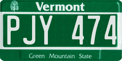 VT license plate PJY474