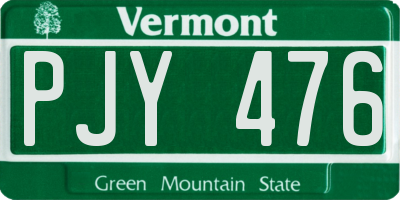 VT license plate PJY476