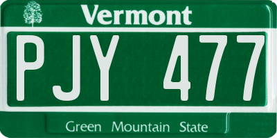 VT license plate PJY477