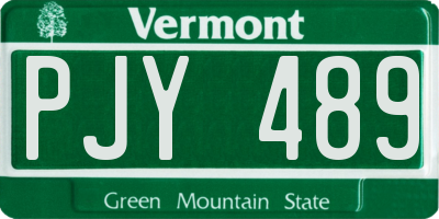 VT license plate PJY489