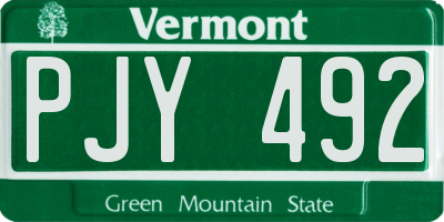 VT license plate PJY492
