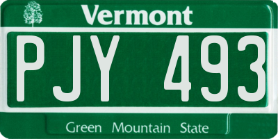 VT license plate PJY493