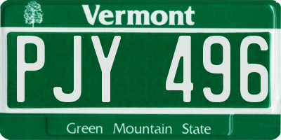 VT license plate PJY496