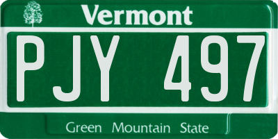 VT license plate PJY497