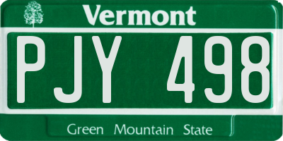 VT license plate PJY498