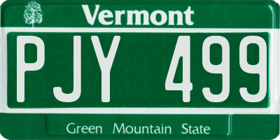 VT license plate PJY499