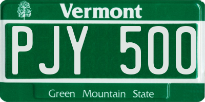 VT license plate PJY500