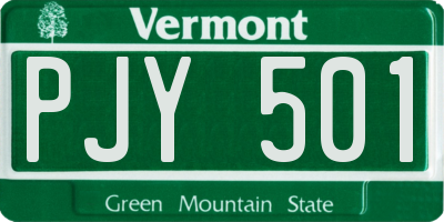 VT license plate PJY501