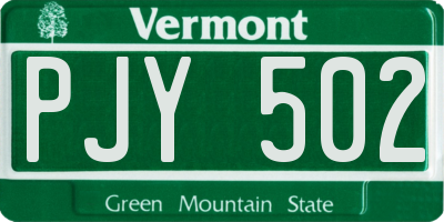 VT license plate PJY502