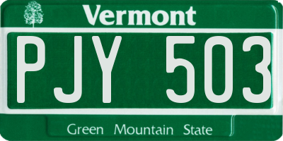VT license plate PJY503