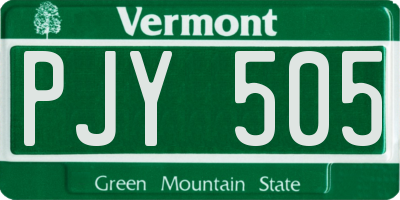 VT license plate PJY505