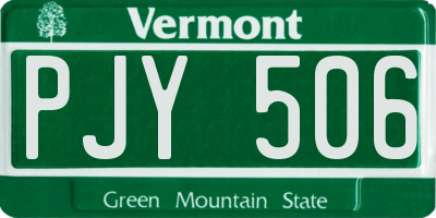 VT license plate PJY506