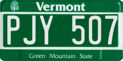 VT license plate PJY507
