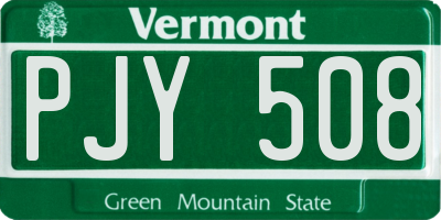 VT license plate PJY508