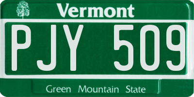 VT license plate PJY509