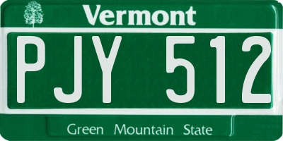VT license plate PJY512