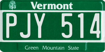 VT license plate PJY514