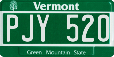 VT license plate PJY520
