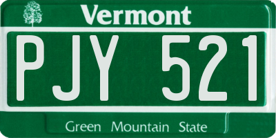 VT license plate PJY521