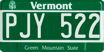 VT license plate PJY522