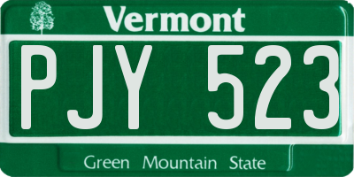 VT license plate PJY523