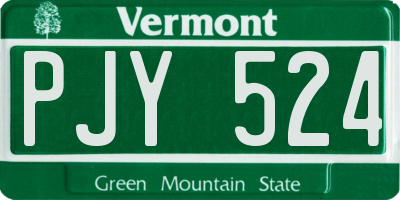 VT license plate PJY524