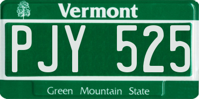 VT license plate PJY525