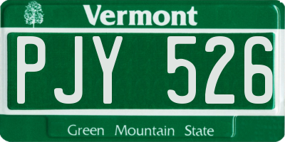 VT license plate PJY526